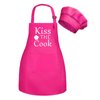 XIMEYAA Kids Apron And Chef Hat Set With Pockets Child Apron For Boys Girl Cooking Kitchen Children Aprons Adjustable Tie (Pink)