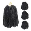 3 Pack Spring Twist Crochet Hair 8 Inch Braiding Hair Low Temperature Fiber Synthetic Hair Extensions (1B#)