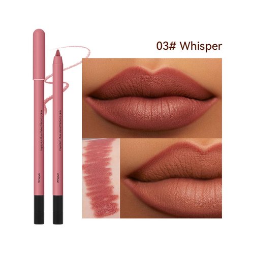 KISSIO Lip Liner,Creamy Lip Liner Pencil,Long Lasting Lip Liner with Sharpener,Matte Finish,Smooth and Soft,Non-Dry,Easy to Use,Cruelty free,0.02 oz,03 Whisper