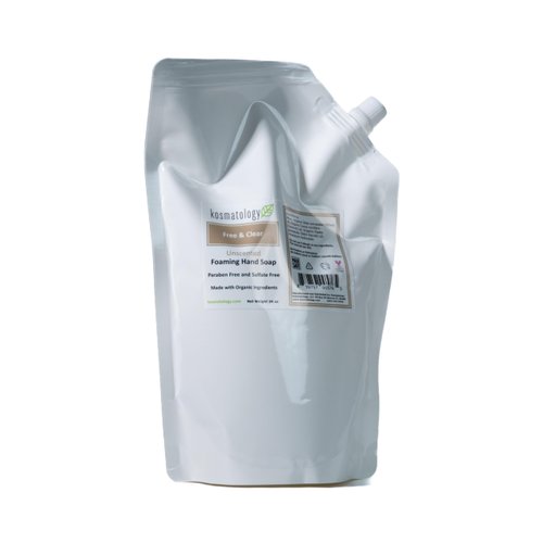 kosmatology Free & Clear (Unscented) Organic Foaming Hand Soap Refill Bag, 34 fl oz