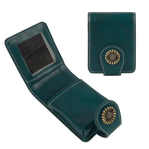 Philo Fun Lipstick Holder Case with Mirror for Purse, Portable Makeup Lip-Gloss Pouch, Small Travel Cosmetics Organizer for Women, Teal Green