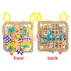 Bird Foraging Wall Toy, Straw Braid Rope Net Hanging Climbing Hammock Mat with Colorful Chewing Toys Bird Climbing Net Bird Toys for Lovebirds Parakeets Finch Conure Budgie（NPPW001-C）