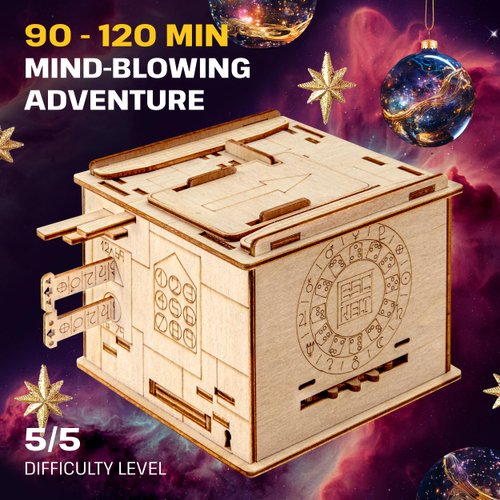 ESC WELT Space Box - Birch Wood Puzzle Box - 3D Puzzle for Adults - Advanced Wooden Brain Teaser - Puzzle Box for Birthday Party and Family Night - Wooden Puzzle Box