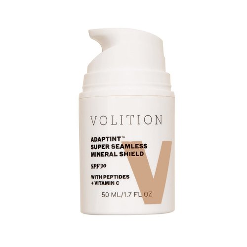 Volition Beauty Adaptint Super Seamless Mineral Shield SPF 30 - Cool/Neutral Undertone - Zinc Oxide Tinted Face Sunscreen with Peptides & Vitamin C - Reef-Safe Sun Protection, Vegan (50ml / 1.7 fl oz)