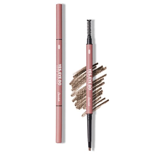 Eyebrow Pencil Dark Brown, Dual-ended Brown Brow Filling Pen for Brow Lamination, Rotated Ultra Precise 2mm Micro Tip, Waterproof, Smudgeproof, Long-lasting, Chocolate, YES.EYE DO