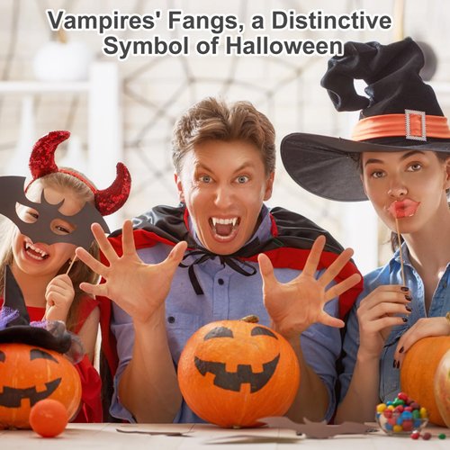 Crumya Vampire Fangs 0.75 Inches, Perfect for Halloween Costumes, Can Help You Get Into The Party Spirit. A Light UP Version of Box Shaped Bentures.