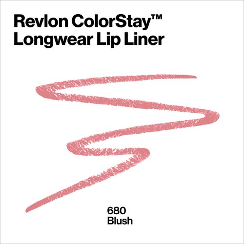 Revlon Lip Liner, Colorstay Lip Makeup with Built-in-Sharpener, Longwear Rich Lip Colors, Smooth Application, 680 Blush, 0.01 oz