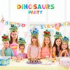 12 Pieces Happy Birthday Headbands, Dinosaur Party Hats, Dinosaur Hats for Kids, Dinosaur Party Favors, 3 Patterns
