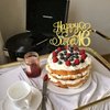 1 PCS Happy Sweet 16 Cake Topper Glitter 16th Birthday Cake Pick Cheers to 16 Years Cake Decoration for Happy 16th Birthday Anniversary Party Decorations Supplies Gold