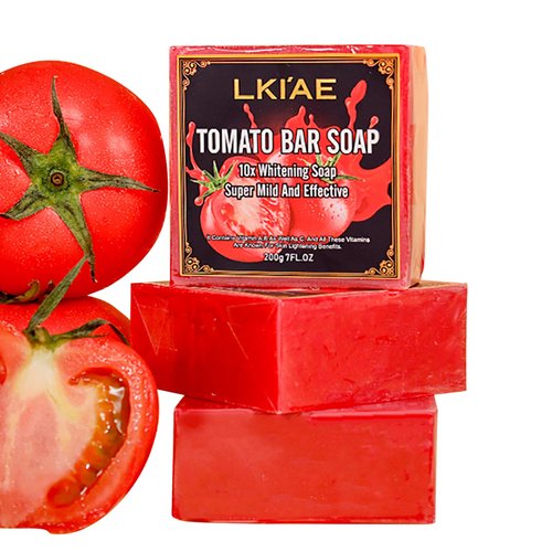 AILKE BOOST LUSTER LKIAE Natural Tomato Brightening Soap Bar, Deep Clean Skin And Make-Up Residue, Oil Control, Remove Dark Spots With Vitamin A/B/C, For Face And Body, 7 oz (Pack of 3)