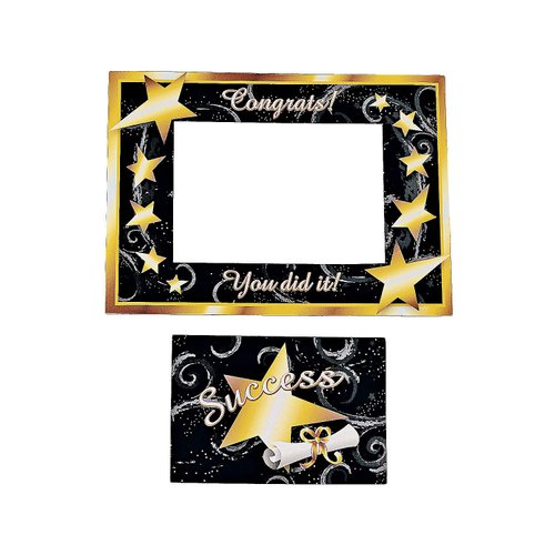 Fun Express - Grad Magnetic Picture Frame - Black/gold for Graduation - Stationery - Office Supplies - Magnets - Graduation - 12 Pieces