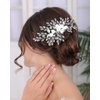 Rumtock White Flower Hair Comb with Rhinestones Hair Piece Wedding Bridal Handmade Hair Jewelry