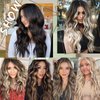 Dorsanee Clip in Hair Extensions, Dark Brown with Chocolate Brown Highlight Hair Extensions, 20 Inch 4pcs Long Wavy Synthetic Hair Extensions Double Weft Hairpieces for Women
