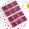 6736pcs Hotfix Rhinestones Flatback,Hot Pink Rhinestones for Crafts Clothes Mixed 5 Sizes, Hotfix Crystals with Tweezers and Wax Pencil Kit, SS6-SS30, Hot Pink