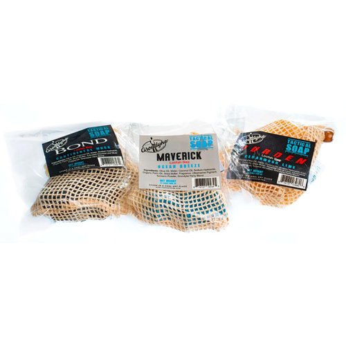 Tactical Soap Company Men's Loofah Soap Bag - 3 Loofah Bags with Soap Included - Pheromone-Infused Soap, Exfoliating, Manly Bar Soap, All-Natural, Made in the USA