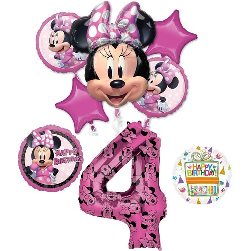 Anagram Minnie Forever 4th Birthday Party Supplies Balloon Bouquet Decorations