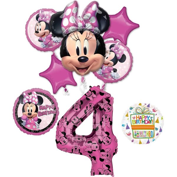 Anagram Minnie Forever 4th Birthday Party Supplies Balloon Bouquet Decorations