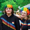 SeBneny Rainbow Rose Floral Crown Headband for Women, Gay Pride Day Boho Outfits Party Supplies Headwear 1PCS
