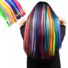 100 Strands 20" Party Colors Hair Extensions Kit I-Tip Fusion Long Straight Hairpieces Synthetic Heat Resistant Highlight Feather Micro Ring Hair Accessories, Include 100 Microbeads with Hook Tool