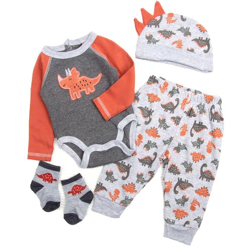 22 inch Reborn Baby Doll Clothes Gray Outfit 4 Pieces Set for 20-22 inch Reborn Dolls Rhino and Dinosaur Suits