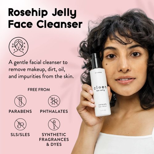 Cleen Beauty Cleanse and Skin Care Set | Daily Regimen | Rosehip Jelly Face Cleanser + Bakuchiol Antioxidant Renewing Serum | Anti-Aging Serum | Hydrate Gentle Face Wash