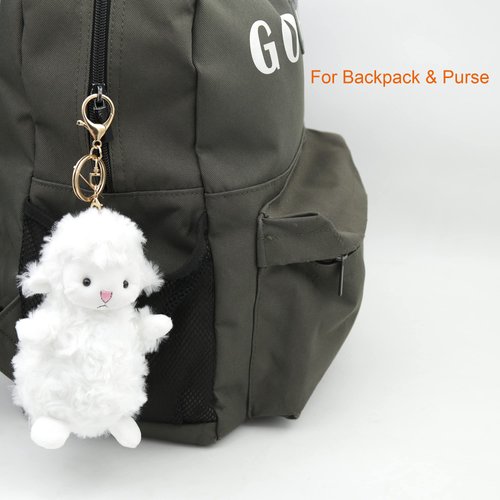 Zitokin Lamb Plush Keychain Toys for Kids, 5.5" Inch Stuffed Sheep Plushie Backpack Purse Pendant Gift for Girls Children (Gold Hardware)