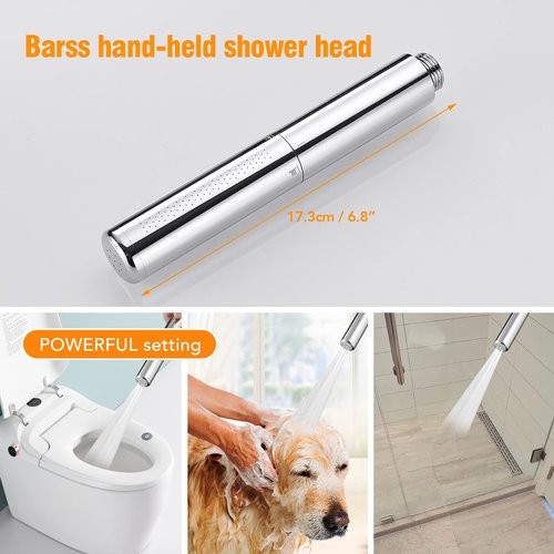 BESy Chrome Brass 2 In 1 Function Handheld Shower Head Set High Pressure 7 Inch Shower Head High Flow Hand Shower Wand with 59 Inch Hose, Bracket, Chrome Finish