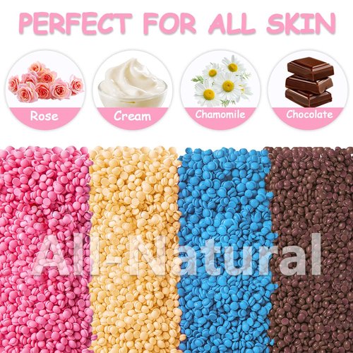Wax Beads, Hard Wax Beans 400g Wax Beads for Hair Removal with 10 Pcs Wood Sticks for Full Body Brazilian Bikini Face Legs Eyebrow Painless at Home for Woman Men