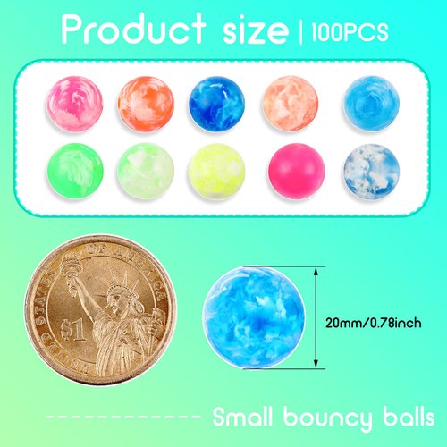 Sumind 100 Pcs Small Bouncy Balls in Bulk Rubber High Bouncing Balls Mini Bouncy Balls for Birthday Party Favors Gift Game Prizes Vending Machines Fillers Outdoor Activities(0.78 inch)