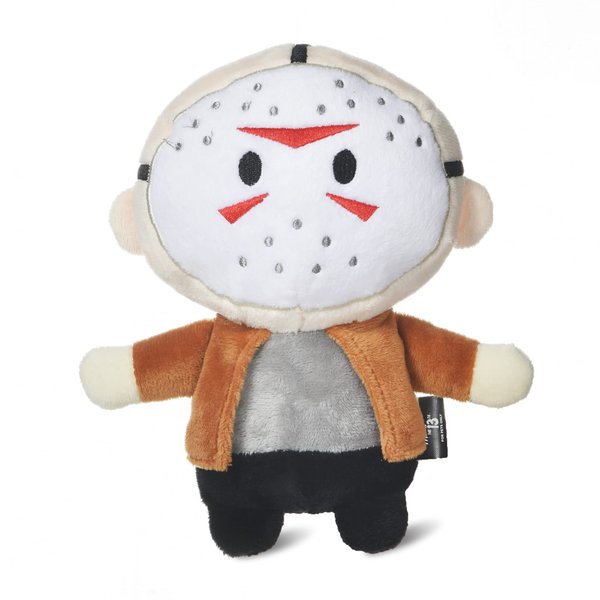 Warner Bros Horror Movies Friday The 13th Jason Voorhees Figure Plush Dog Toy | Medium Dog Toy from Friday The 13th Collection | Squeaky Dog Toy Halloween Dog Chew Toy, 6 Inch