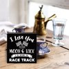 I Love You To The Moon And Back And All Around The Race Track Desk Decor Wooden Block Sign Racing Checkered Flags Decor, Wall Art Sign Boys Room Shelf Table Decor(6×6 Inch)