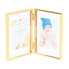 AhaGo Folding Double Frame, Gold Floating Picture Frame with Hinge, 4"×6" for 4"×6" 3"×5" 2"×4", Vertical, Real Glass, Tabletop Use, Classy For Christmas, Wedding, Birthday, Home or Office Décor