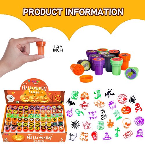 Thuodo Halloween Party Favors, 120 Pieces Assorted Stamps for Kids Bulk, Children Self-Ink Holiday Toy Gifts Game Prizes, Halloween Treat Goodies Bags Filler Classroom Rewards Stationery Set