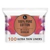 L. Chlorine Free Ultra Thin Liners Regular Absorbency, Organic Cotton, Free of Chlorine Bleaching, Pesticides, Fragrances, or Dyes, 100 Count