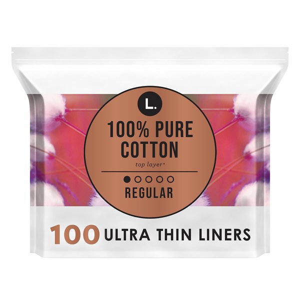 L. Chlorine Free Ultra Thin Liners Regular Absorbency, Organic Cotton, Free of Chlorine Bleaching, Pesticides, Fragrances, or Dyes, 100 Count