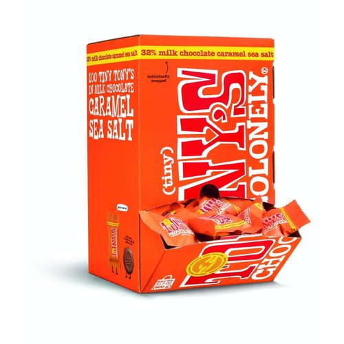 Tony's Chocolonely 32% Milk Chocolate Caramel Sea Salt Bites, 100 Bites, Fairtrade & B Corp Certified