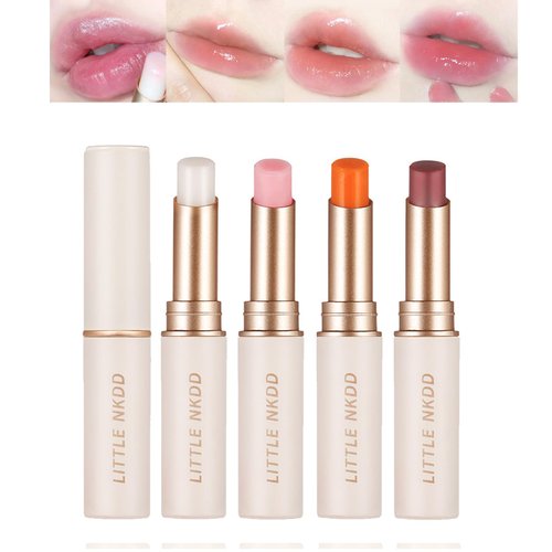 Bekoeen 4PCS KoreanTinted Lip Balm, Magic Ph Color Changing Lipstick, Ultra Hydrating 100% Natural Lip Moistrurizer with Vitamin E,Labiales 24 Horas Originales