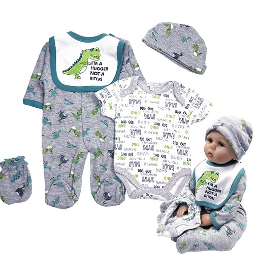 Reborn Baby Doll Clothes Boy 22 inch Accesories Outfits 5 Piece Set for 20-22 inch Reborns Doll Newborn Baby Boy Doll Clothing