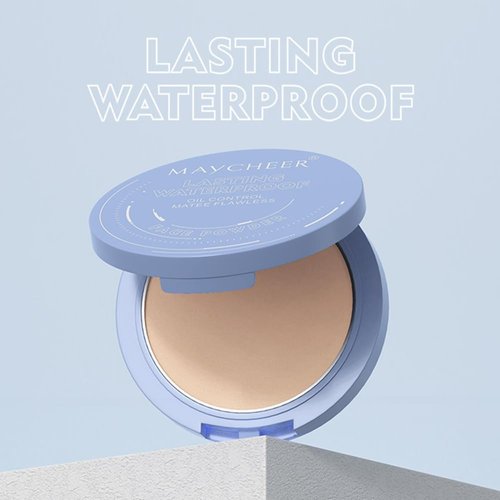 LAMUSELAND Pressed Powder Compact, Oil Control Brighten Skin Color Face Powder, Whitening Highlighting Face Makeup Tools for Women Girls (JG01)
