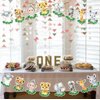 2Pcs Safari Animals Baby Shower Banner, Jungle Baby Shower Decorations, Wild One Birthday Party Decorations for Boys Kids, Double Sided Safari Jungle Themed Birthday Party Supplies
