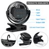 Portable Fan with Remote Control & Timer & LED Lights, 60hrs 12000mAh USB Rechargeable Battery Fan Could Clamp/Hanging/Stand Up, Small Clip on Fan for Baby Stroller, Bed, Desk, Camping Tent, Travel