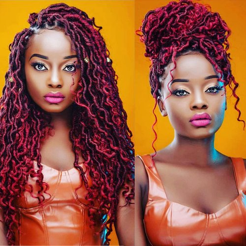Boho Faux Locs Crochet Hair 5 Packs 22inch Red River Faux Locs Crochet Hair Curly Faux Locs Wavy Crochet Hair with Curly Ends Boho Style Synthetic Hair Extensions (22" 5Packs 1B/BUG#)