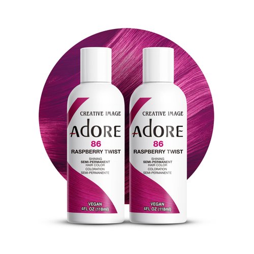 Adore Semi Permanent Hair Color - Vegan and Cruelty-Free Hair Dye - 4 Fl Oz - 086 Raspberry Twist (Pack of 2)