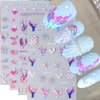 5D Dreamy Mermaid Tail Nail Stickers Summer Nail Decals 5D Embossed Laser Mermaid Nail Art Stickers Sea Wave Fishtail Shellfish Starfish Nail Design Stickers Self Adhsive Ocean Stickers for Nails DIY