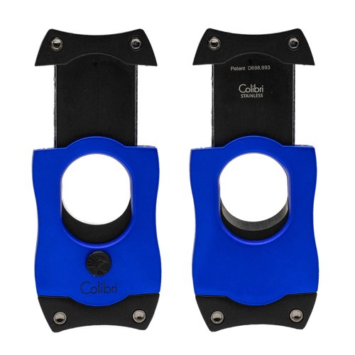 Colibri Premium S-Cut Cigar Cutter - Ergonomic Stainless Steel Spring-Loaded Straight Cut Blade, Ideal for up to 66+ Ring Gauge - Gift for Cigar Enthusiasts (Blue)