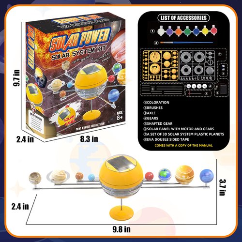 STEM Education Solar Power Solar System Kit Toys for Boys Age 8-12, DIY Educational Toy Science Kits for Kids, Building Experiment Planet Models, Birthday Gifts for 8 9 10 11 12 Years Old Girls Teens