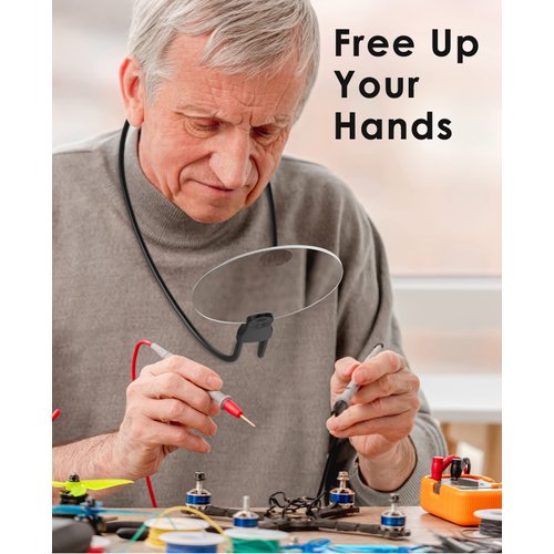 Toolhelper Hands Free Magnifying Glass for Neck Wear,Magnifying Glass for Reading, Sewing, Cross Stitch, Inspection, Repair.