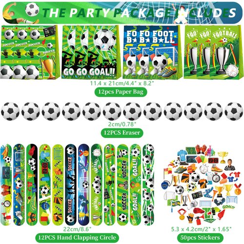 LSJDEER Soccer Party Favors, Soccer Birthday Decorations, Soccer Party Favor Bags Keychain Mini Notepad Stickers Bracelets for Soccer Sport Party Decorations Supplies Kids Boys Girls