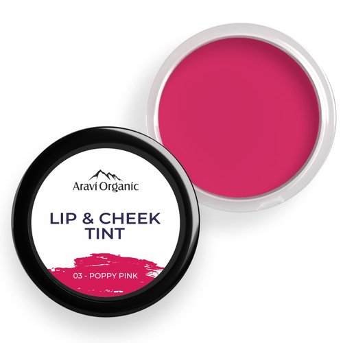 Aravi Organic Everyday Lip & Cheek Tint for Women | Lip Tint - Poppy Pink | Long Lasting, Vegan with Vitamin E Oil - 0.2 FL Oz / 8gm