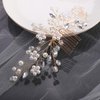 Anglacesmade Bridal Hair Comb Crystal and Pearl Wedding Comb Hair Vine Branch Wedding Hair Accessories for Women and Girls (Gold)